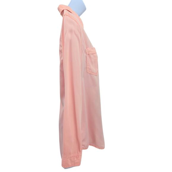 Chicos Top Womens 4 Pink Button Up Coastal Cowgirl Nautical Preppy Western Sheer - Picture 9 of 10